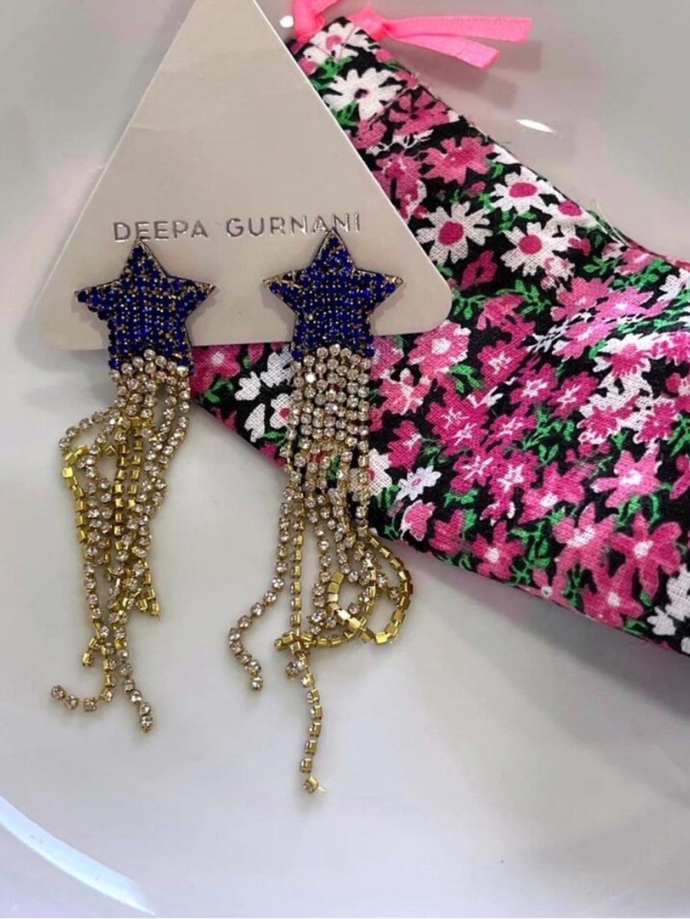 DEEPA GURNANI EVREN EARRING - COBALT STAR - Picture 3 of 5